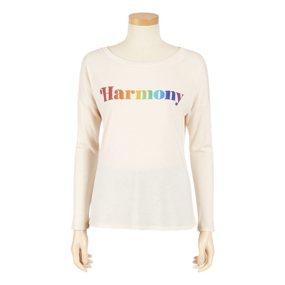 Chaser Harmony Rainbow Pride Long Sleeve Top S NWT | Graphic Lounge Shirt Cotton - Picture 1 of 6
